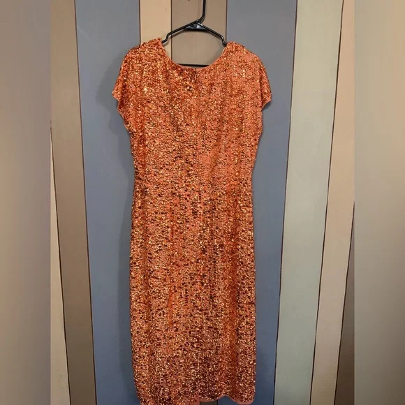 Mac Duggal (10766) Short Sleeve Cocktail Dress-NWT-Size 14-Copper - Picture 12 of 13